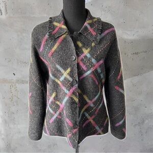 Talbots Abstract Printed Pure  Wool Felted Jacket